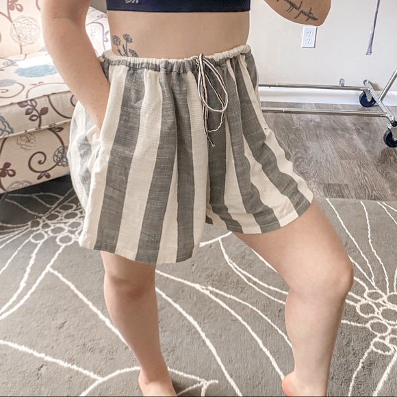 Ace & Jig Lightweight Cotton Stripe Shorts Grey & White Size Medium